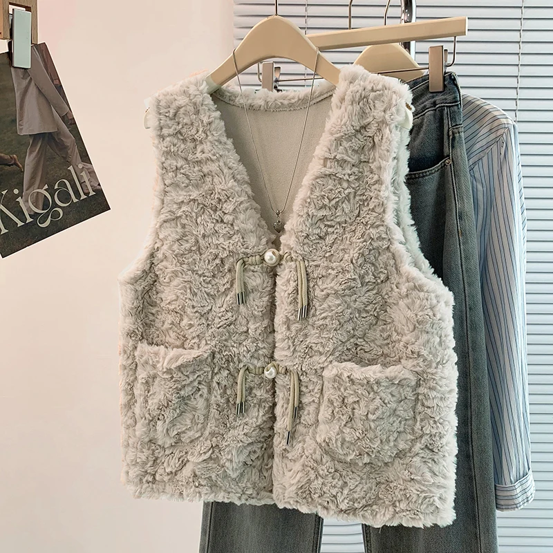 Autumn Winter Lightweight Warmthless Sleeveless Oversized Forest System Coat Jacket Vest Outerwear for Women Fashionable Vers...