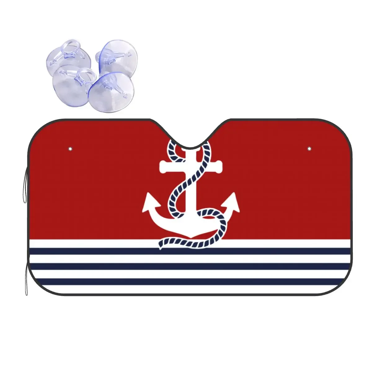 Nautical Red White Stripes And Blue Anchor Personality Windshield Sunshade 70x130cm Foils Sunshade Visor Car-covers