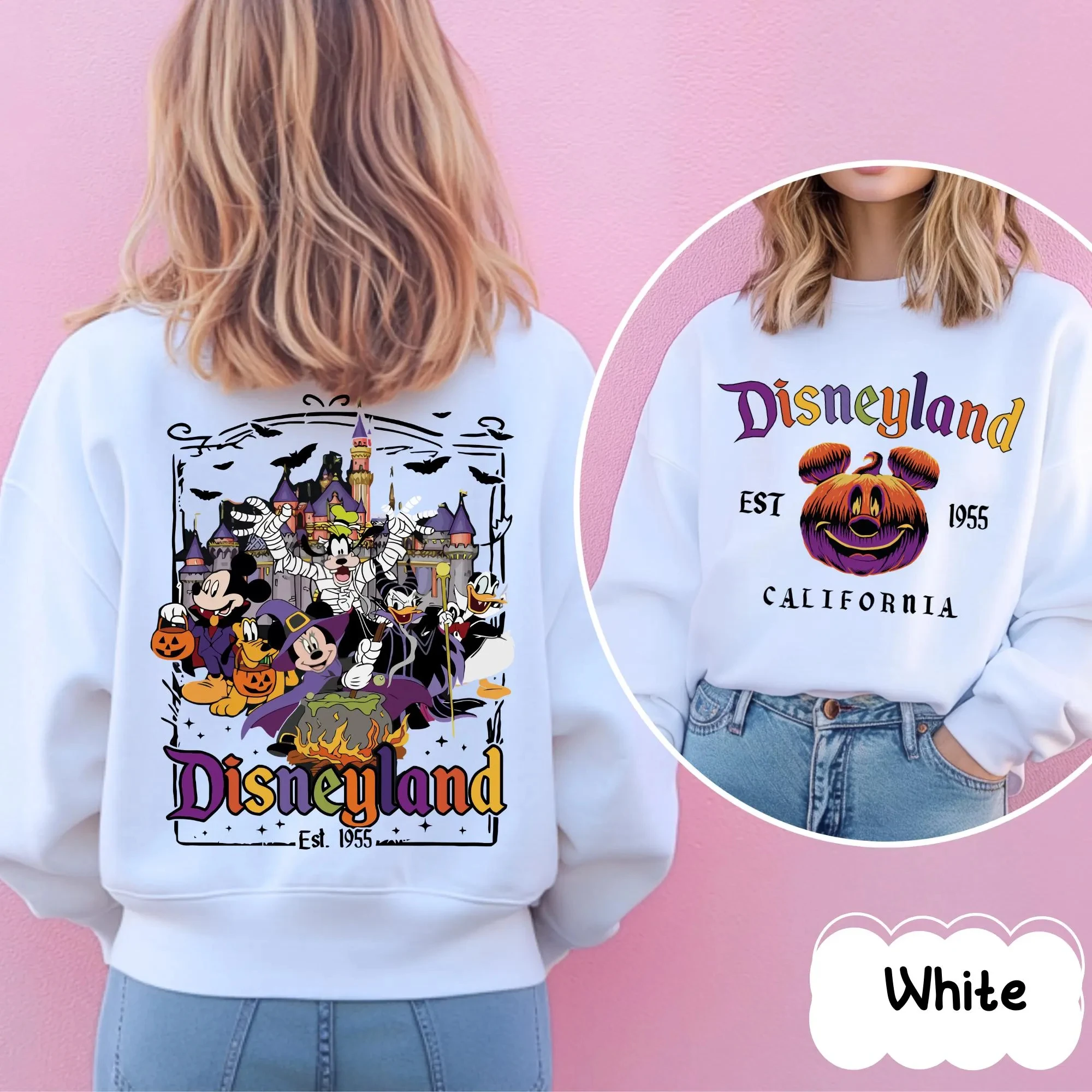 Disneyland 1955 Halloween shirt reversible Disney Halloween sweatshirt Unisex new fall/winter crewneck sweatshirt  tops