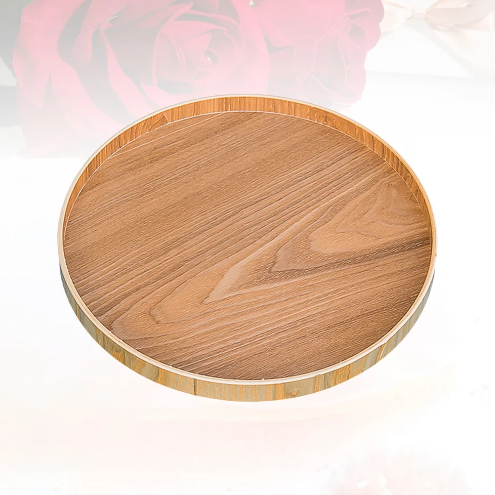 

Natural Wooden Round Tray 24cm Food Serving Plate Snack Dessert Fruit Bread Dish Party Table Platter Wooden Round Tray