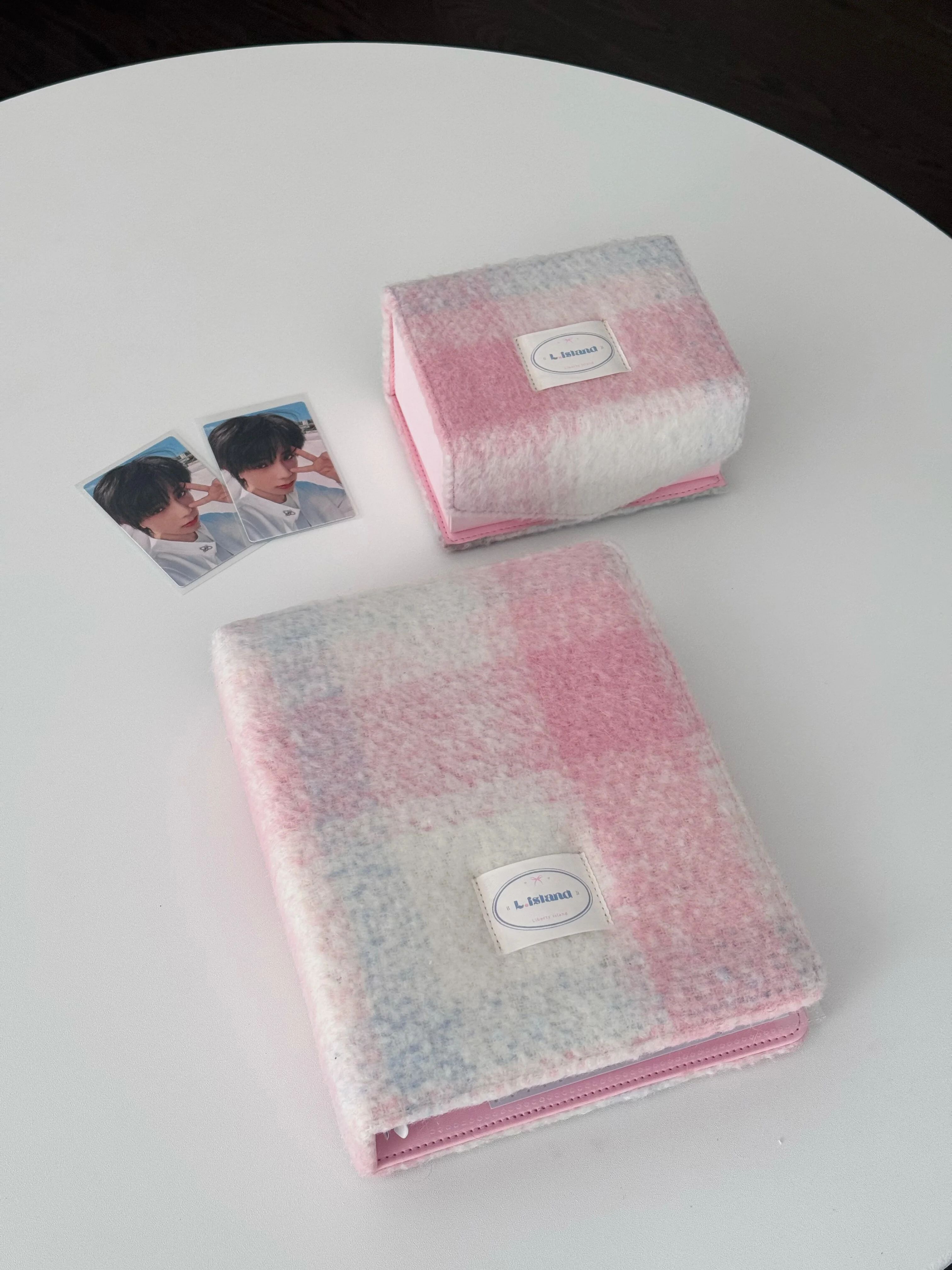 Premium Soft Pink & Blue Woolen Photocard Album Loose-Leaf Binder for K-pop Idol Polaroid Instax Photos Collection Korean 포카 바인더