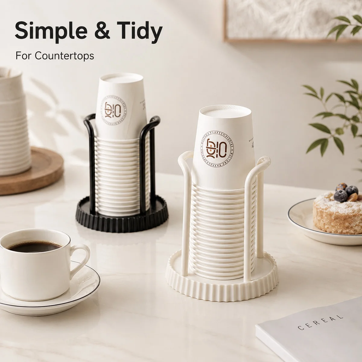 1PC Paper Cup Holder Household Disposable Cup Storage Rack Desktop Coffee Milk Tea Cup Organizer For Kitchen Dining Living Room