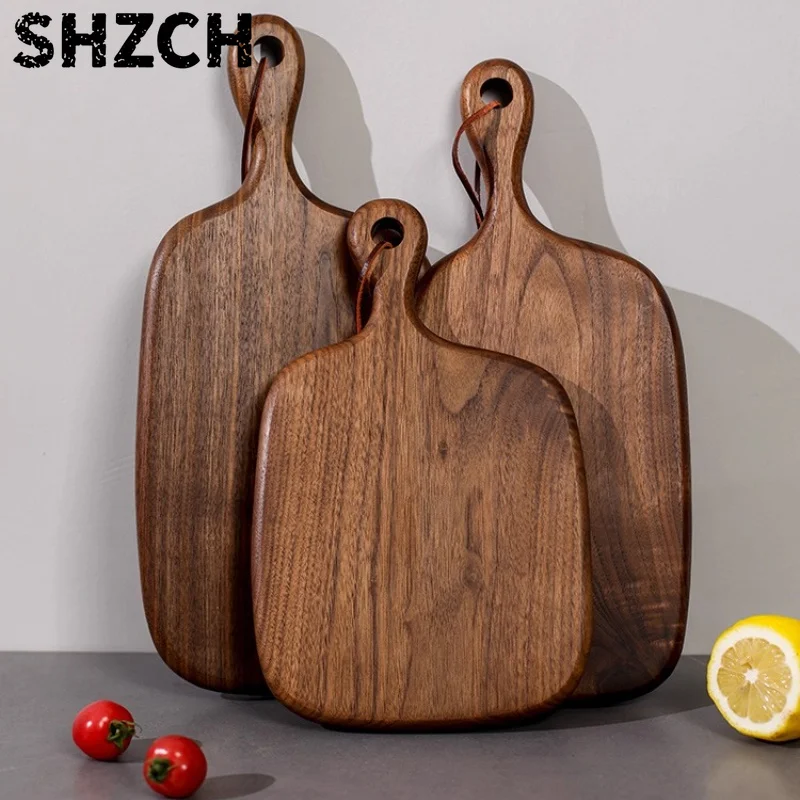 Black Walnut Cutting Board Whole Wood Chopping Block for Steak Non-porous Pizza and Bread Board Natural Baby Food Serving Plate