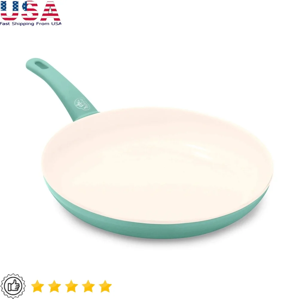 

Soft Grip Fry Pan Nonstick Ceramic Coating Stay Cool Handle Dishwasher Safe Aluminum Base Everyday Cooking Sautéing Baking 12