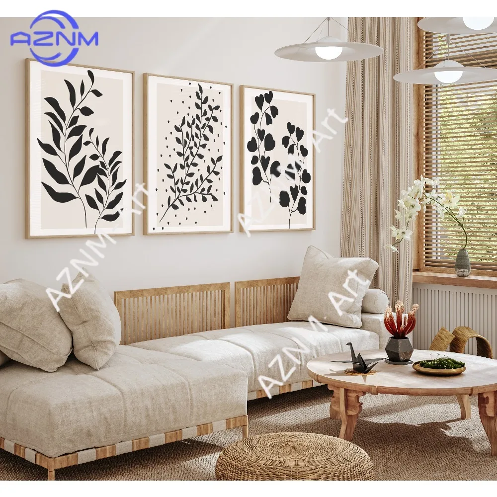 1/3 Stück, neutrale Wanddrucke, botanische Wanddrucke, Wanddrucke für Schlafzimmer, botanische Linienkunst, beige Heimdekoration