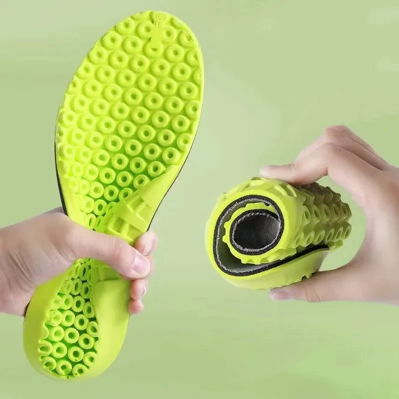 1 Paar atmungsaktive, schweißabsorbierende und geruchsabweisende Sport-Einlegesohlen, hochelastische, stoßdämpfende Einlegesohle, Latex-Einlegesohlen mit weicher Sohle
