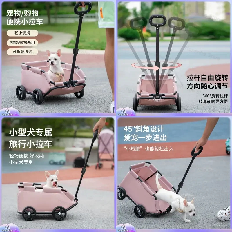 Lightweight Folding Pet Stroller for Small Dogs Cats Portable Travel Carrier Cart Foldable Puppy Pushchair Outdoor Walk Home