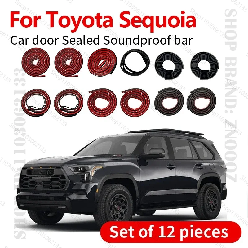 Car Door Seal Strip Rubber Double Layer Sealing Protector Soundproof Strip Dustproof Seal Strip 12 PCS Set For Toyota Sequoia
