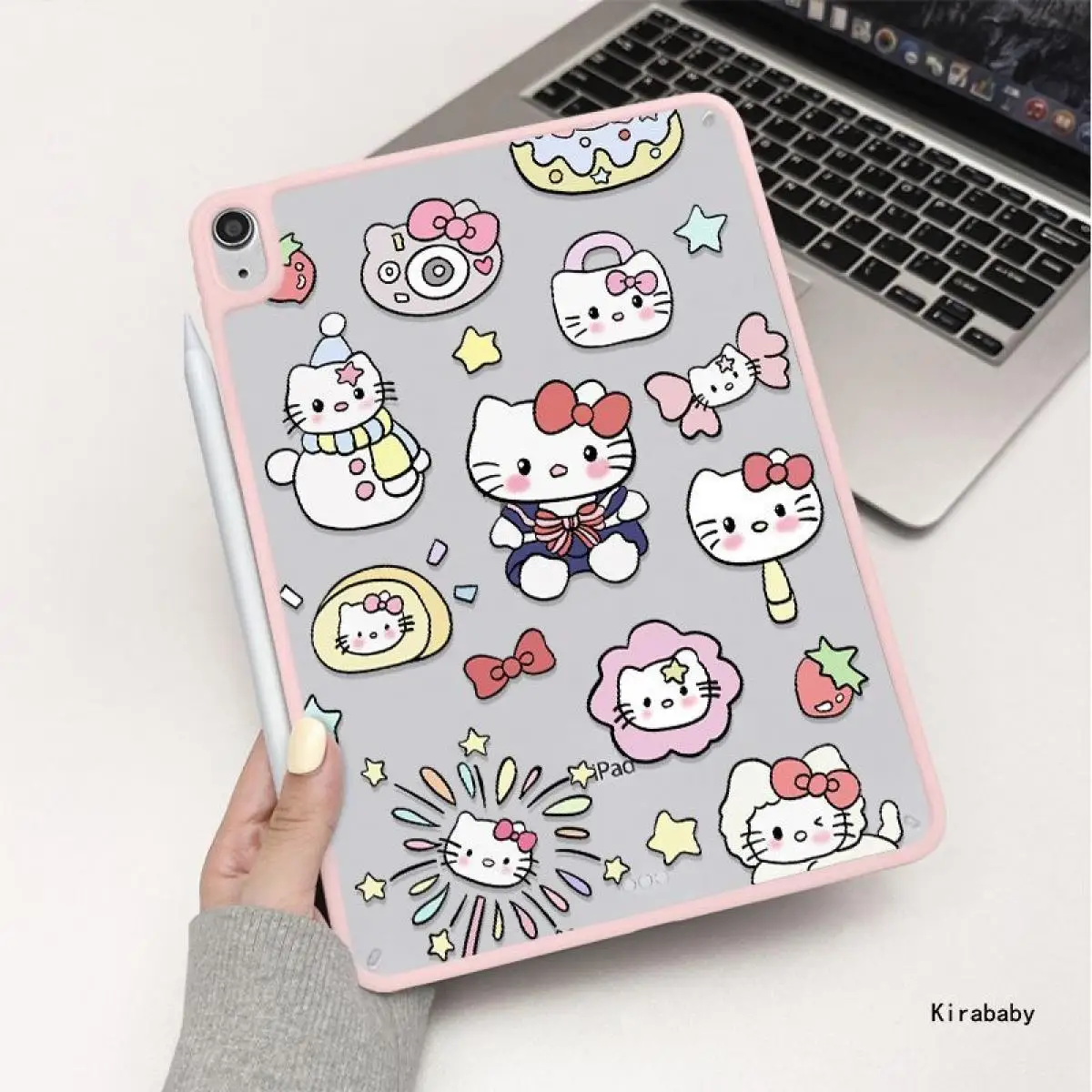 

Sanrio Hello Kitty's Ipad 2025 мультяшный односторонний защитный чехол с кавайным принтом, тонкий акриловый чехол для планшета Apple, студенческий подарок