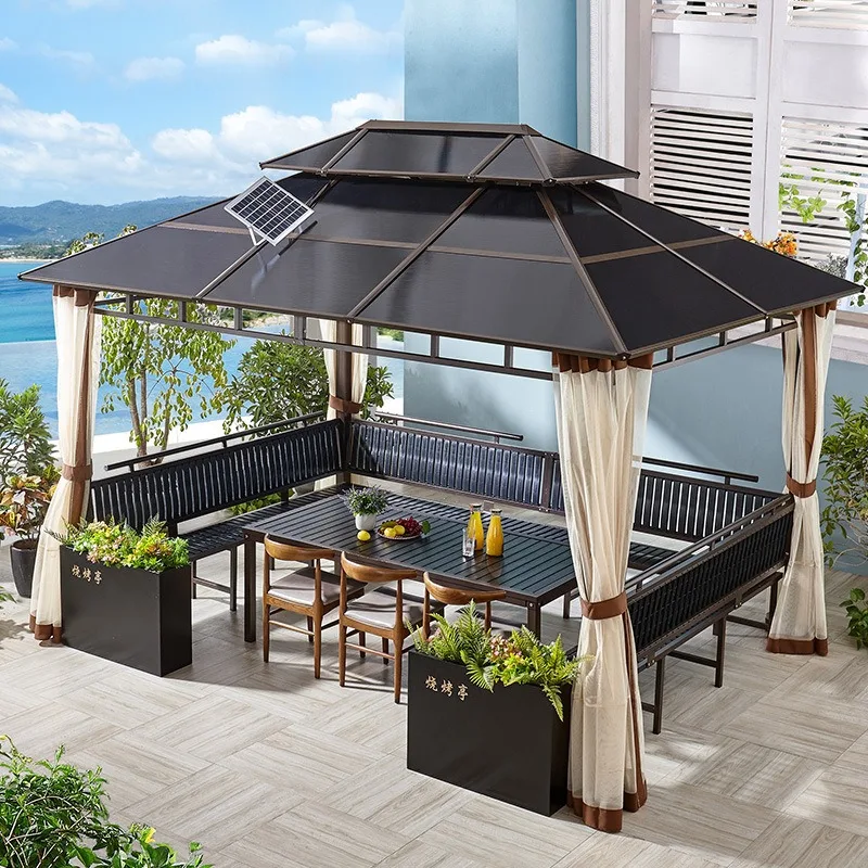 Hot Sale Four-Corner Outdoor House Furniture Canopy Gazebo Pergola for Garden Terrace Villa Courtyard Rooftop Farmhouse Sunshade