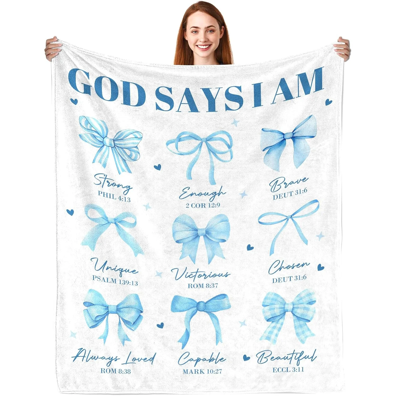 

Christian Faith Quote "God Says I Am" Typography Art Decorative Throw Blanket for Sofa, Bed, and Home Decor