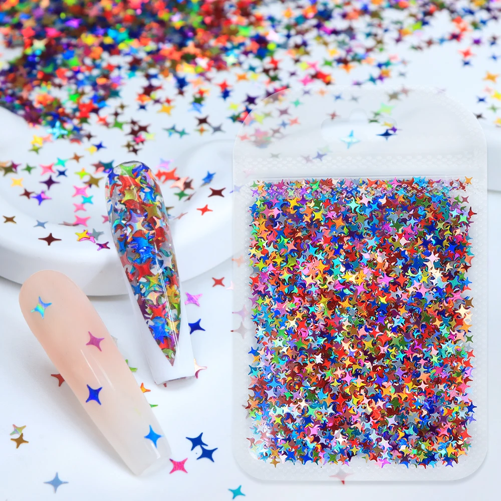 5g multicolorido estrela prego glitter estrela de quatro pontas lantejoulas inverno natal decoração da arte do prego diy manicure jóias acessórios