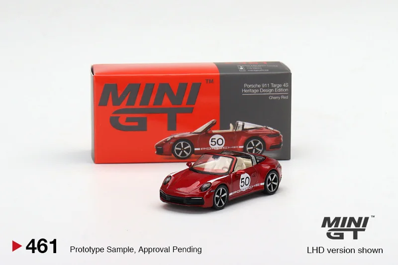 TSM MINI GT 1:64 #461  911 Targe 4S Heritage Design Edition Cherry Red Die-cast alloy car model collection display  gifts