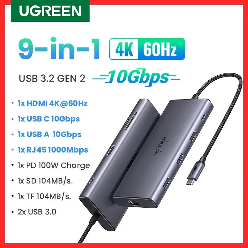 

USB-концентратор UGREEN, 10 Гбит/с, 4K 60 Гц