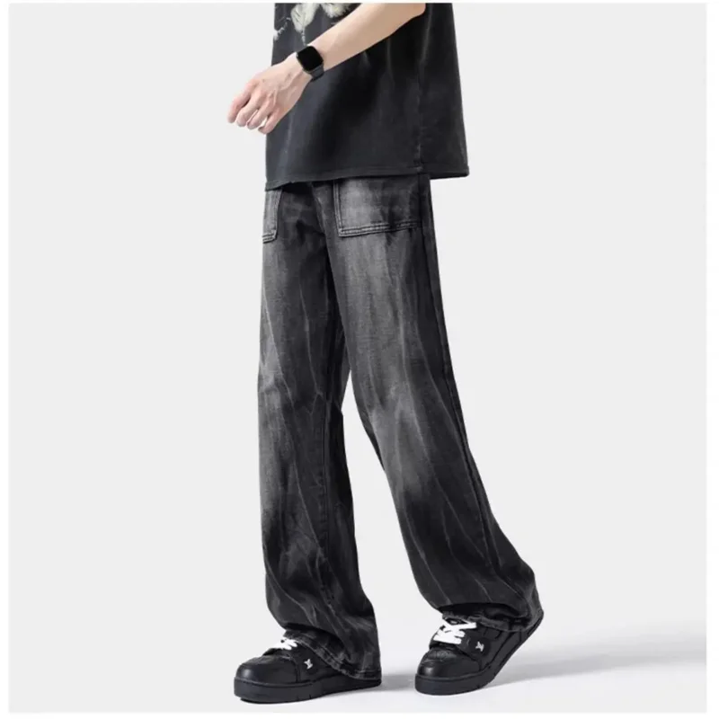 

Джинсы GIOIOMen, осень-зима 2022, новые свободные джинсовые мужские брюки с прямыми штанинами в стиле ретро, модные универсальные брюки