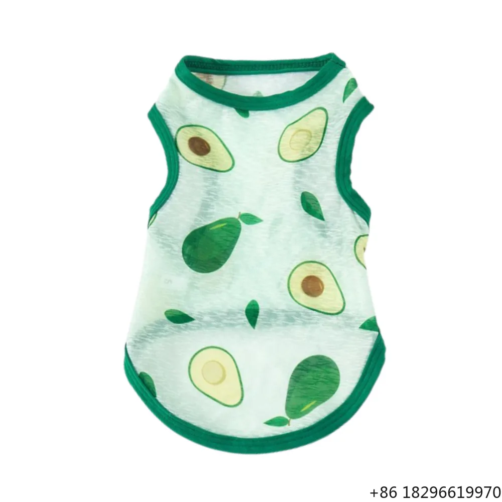 Avocado Pattern Polyester Cooling Vest Summer Outdoor Dog Cat Thin Clothes