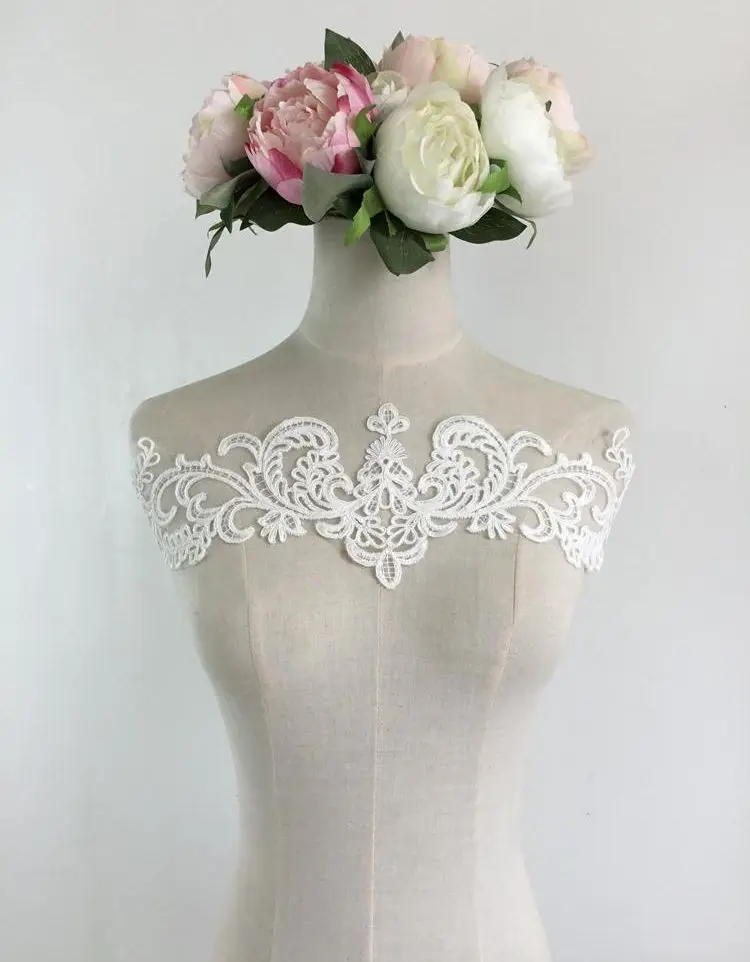 

Embroidery Flower Trim Classic European-style Carbone Lace Embroidered Lace Trim For Bridal Wedding Dress