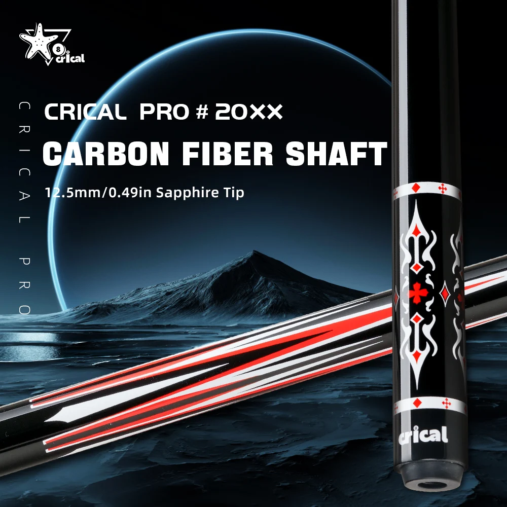 CRICAL Carbon Fiber Pool Cue Stick 147cm 12.5mm Tip 3/8*8 Joint Professional Billiard Cue Low Deflection Stable Control