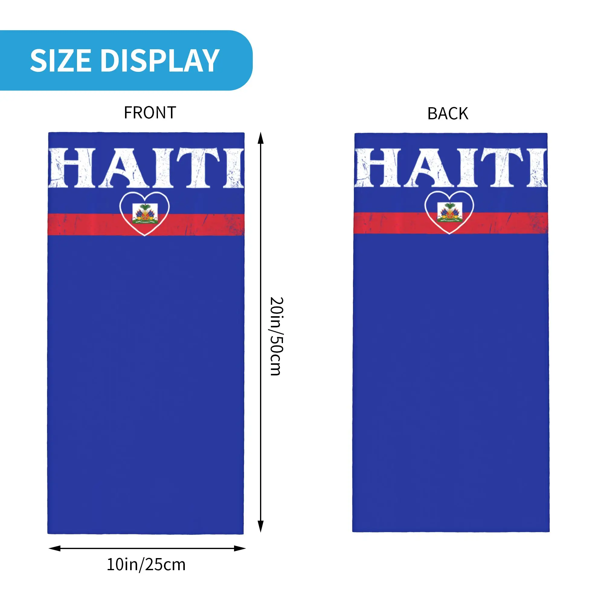 Heart Haiti Haitian Flag Haiti Flag Bandana  Fashion Bicycle Mask Camping Anti-UV Balaclava Graphic Soft Warm Tactical Mask view 2