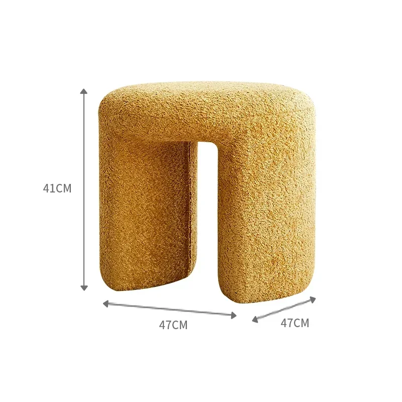 A  Round turmeric short wool dressing stool, porch mobile shoe changing stool entry soft bag small seat