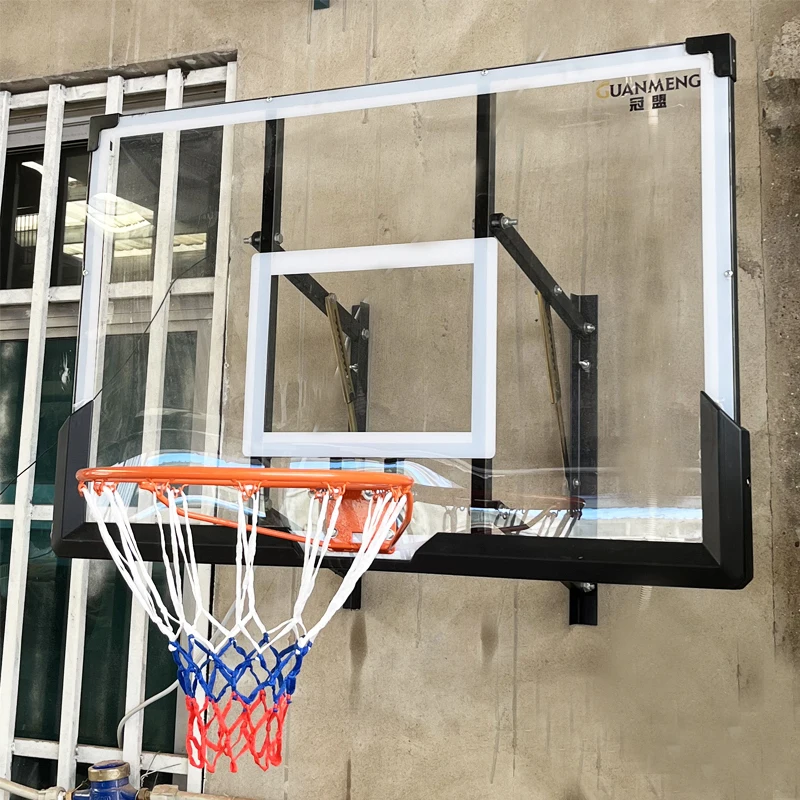 Wholesale Height Adjustable Hand Pushed Lifting Basketball Stand Wall Mounted Equipment for Basketball Courtpromote sales