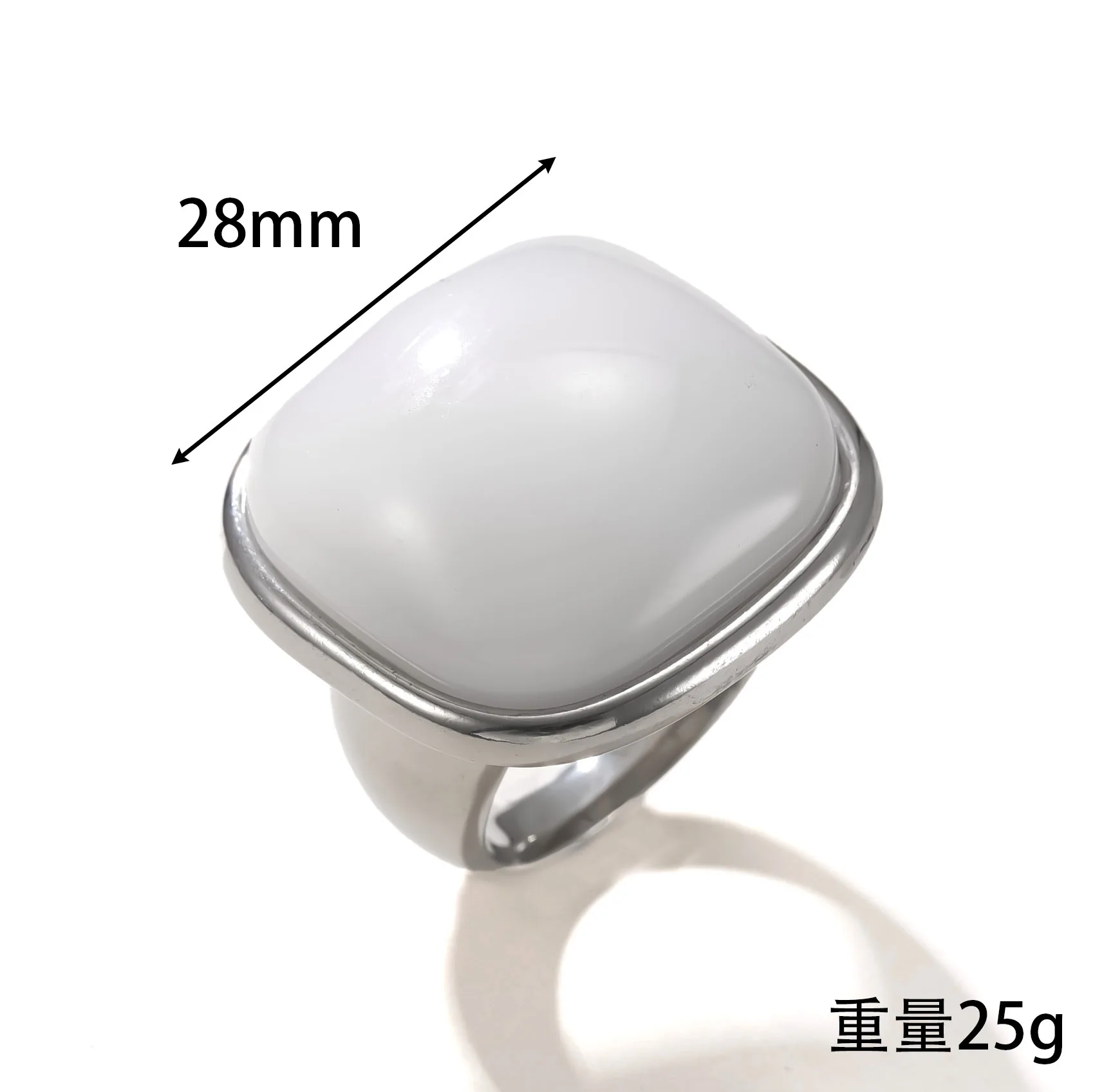 الأكثر مبيعا 18K مطلية بالذهب مربع الحجر الطبيعي يلقي الدائري ، الرجعية الفاخرة هندسية التيتانيوم الصلب مجوهرات للرجال النساء وتتسابق #2