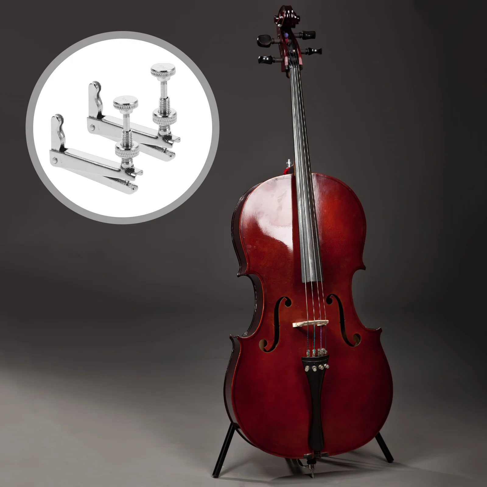 

2 Pcs Cello Tuner Violin Accessories Clip Chin Rest Cover Stainless Steel for Full Size