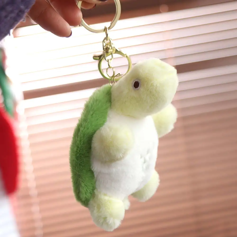 

Squeaking Pulling Turtle Plush Keychain With Sound Cartoon Plush Turtle Key Ring Cotton Animal Green Doll Key Ring