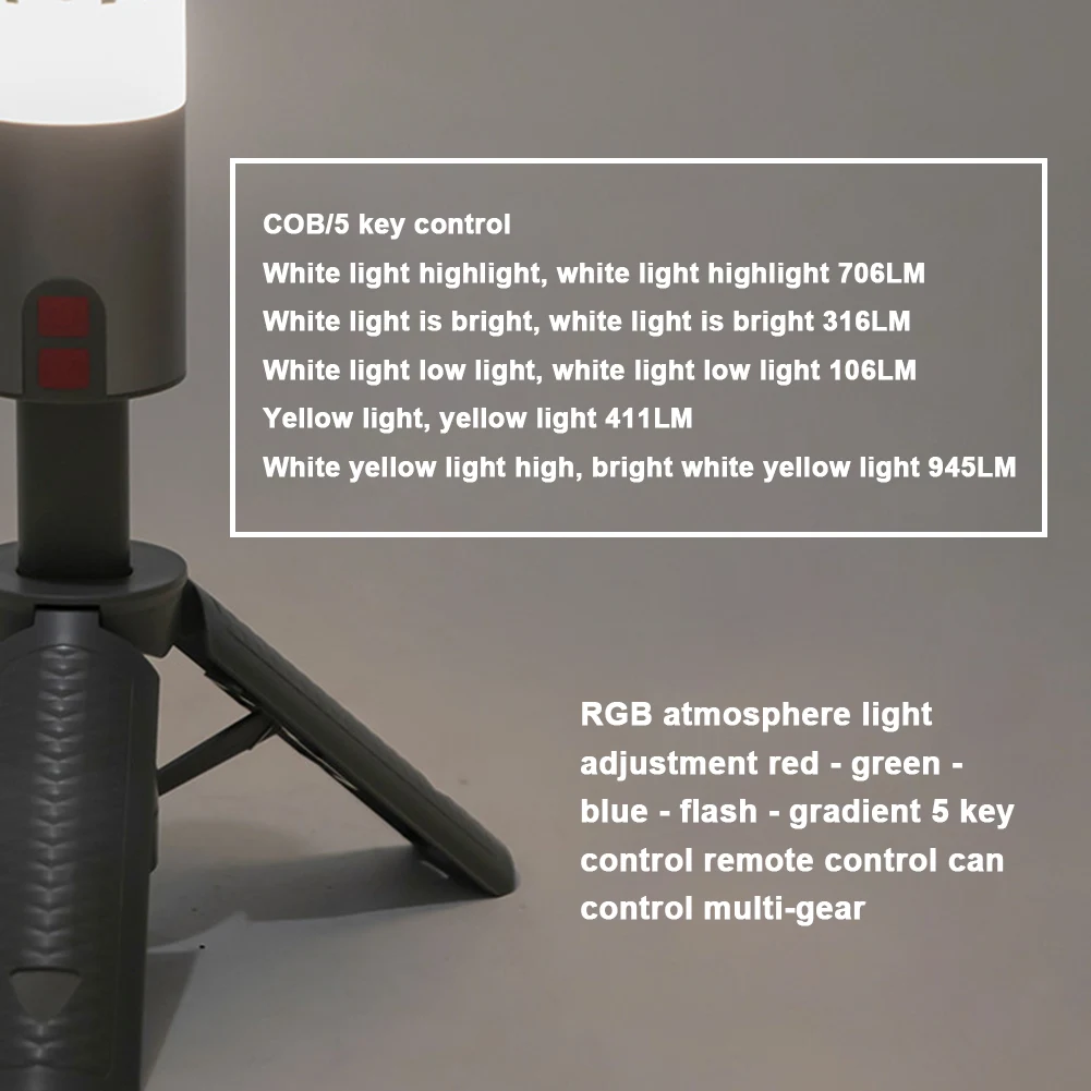 Lanterna de acampamento telescópica usb recarregável portátil luz de acampamento 6000mah portátil tenda luz escurecimento de 4 cores para quedas de energia