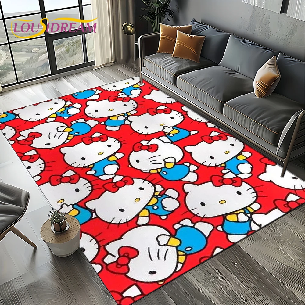 Cartoon Hello Kitty Cute Sanrio Girl Rug Carpet for Living Room Bedroom Home Decor,Non-slip Decoration for Sofa Doormat Gift Kid