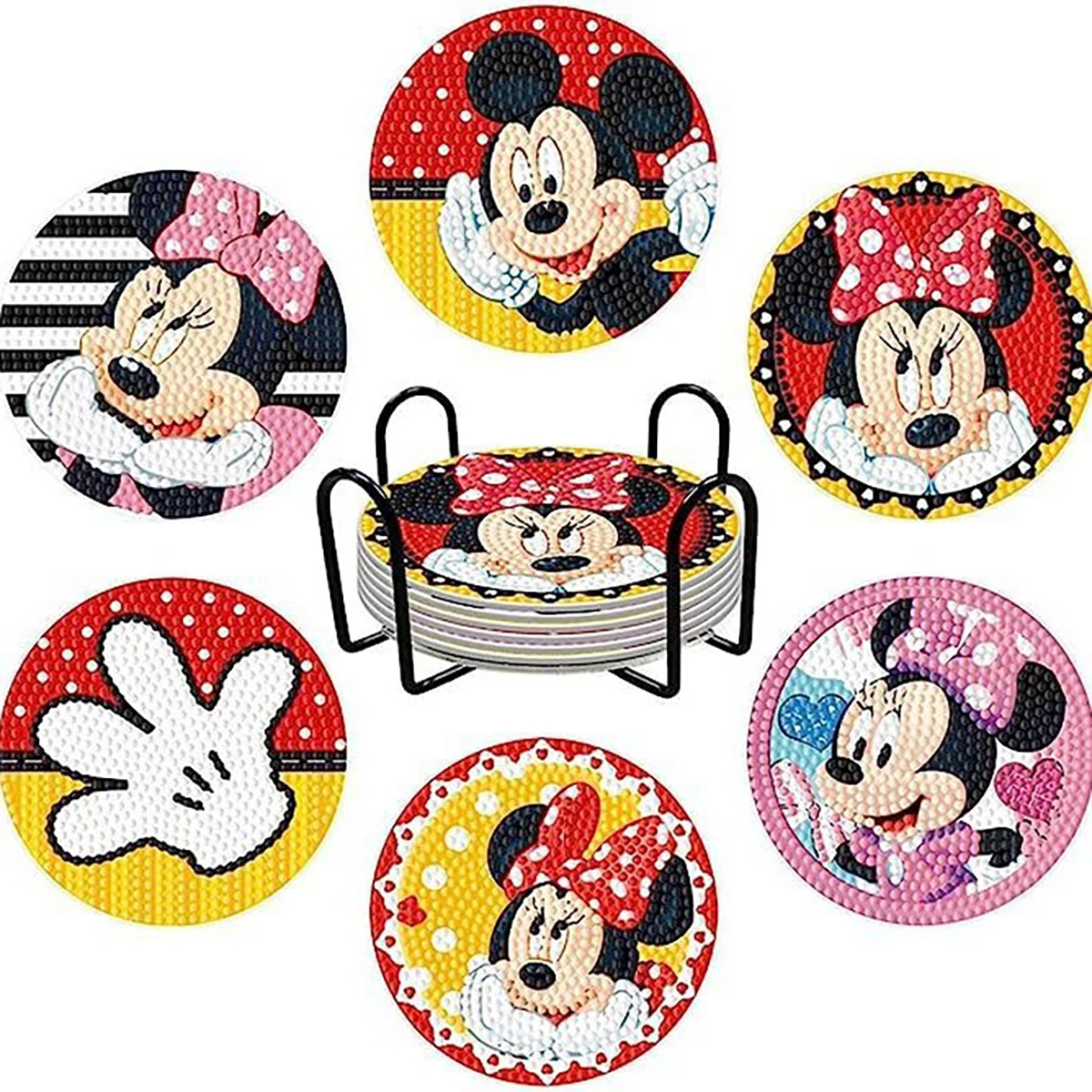 

DIY Diamond Painting Coasters Mouse & Duck Cartoon with Holder Souvenirs Gift Home Decor New Arrival