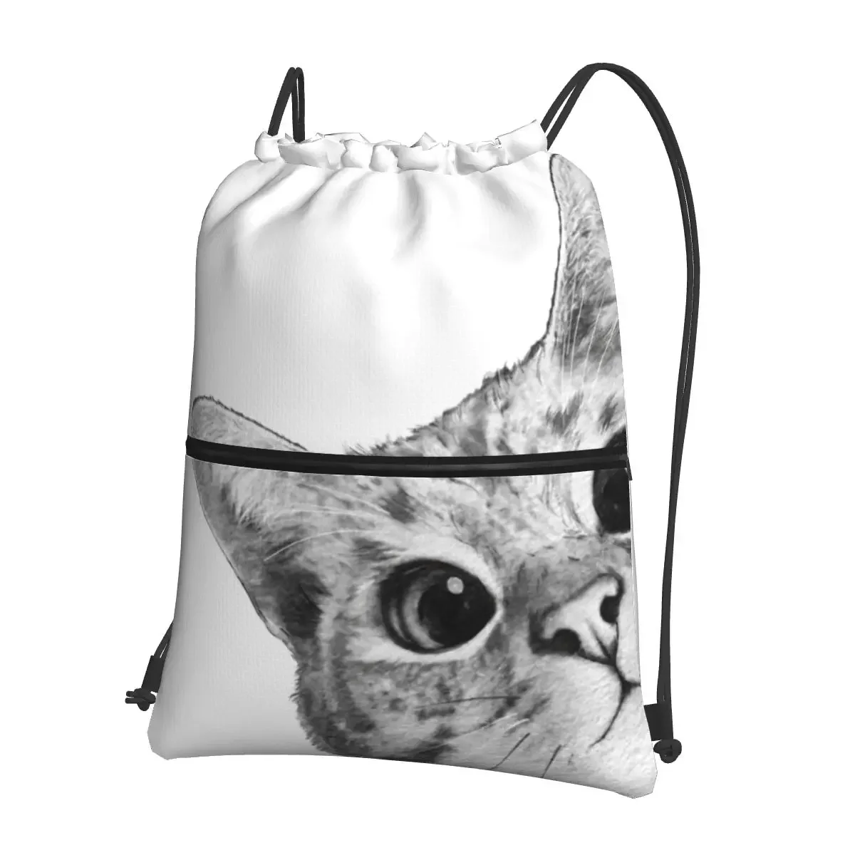 Sneaky Cat Portable Backpacks Drawstring Bag Multi-function Drawstring Bundle Pocket Book Bags For School Students