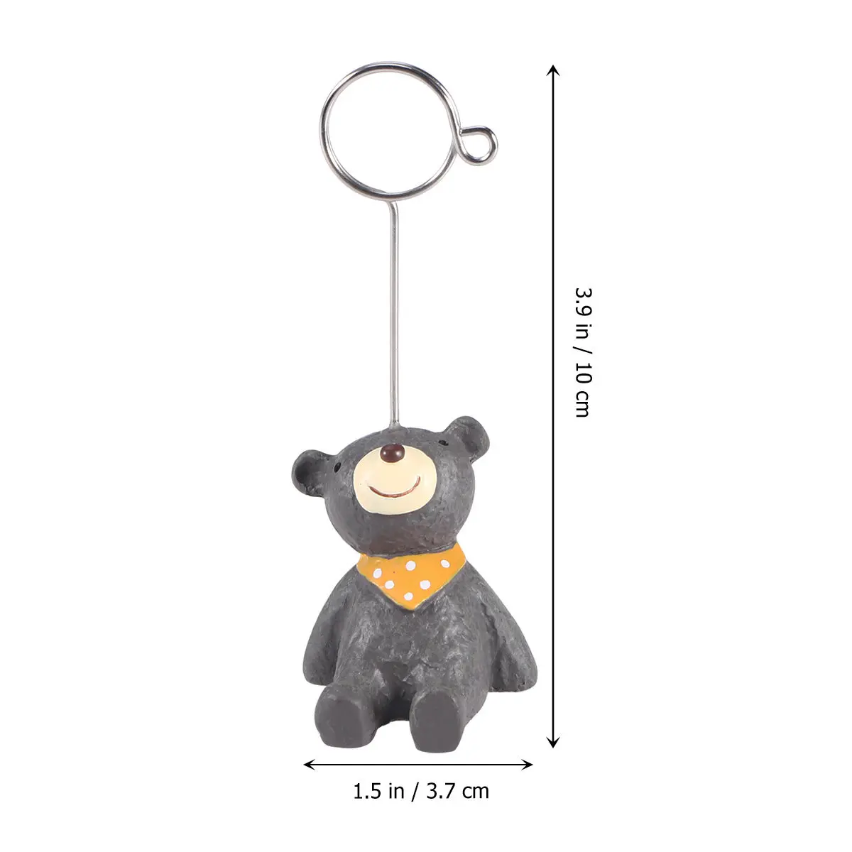 Resin Desktop Photo Clip with Cute Cartoon Bear Ornament for Wedding Table Numbers Name Cards Office Notes Home Decor Dark Gray