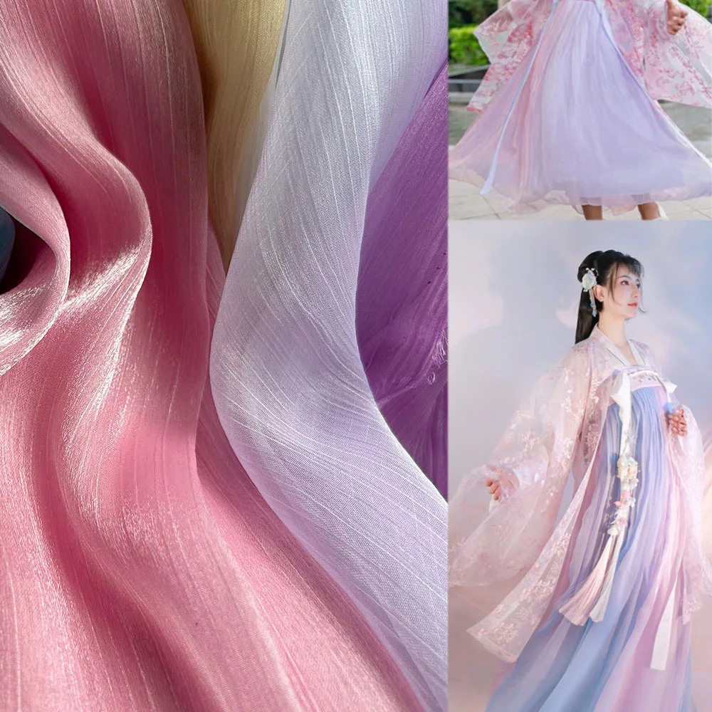 بريق لامعة مجعد أقمشة الشيفون خفيفة الوزن لينة شير 45x145 سنتيمتر DIY بها بنفسك النساء فستان الملابس ديكور المنزل مواد الخياطة