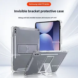 For Samsung Galaxy Tab S10 Ultra 14.6 2024 S10 Plus S10+ X820 X826B A9 Plus S9 FE Plus Case with Holder Airbag Transparent Cover