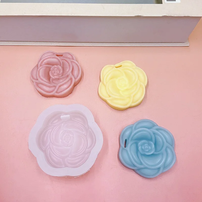 Camellia Wardrobe Jasmine Scented Green Tea Hanging Mold Car Air Outlet Clip Aromatherapy Gypsum Camellia Flower Silicone Mold