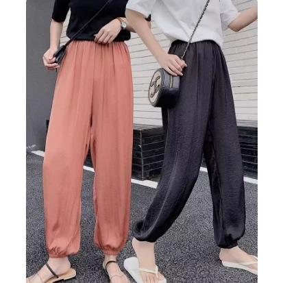 Ice Silk Wide Leg Pants Women Summer Thin Loose Chiffon Pants Mosquito Proof Adult High Waist Draped Sun Protection Lantern P...