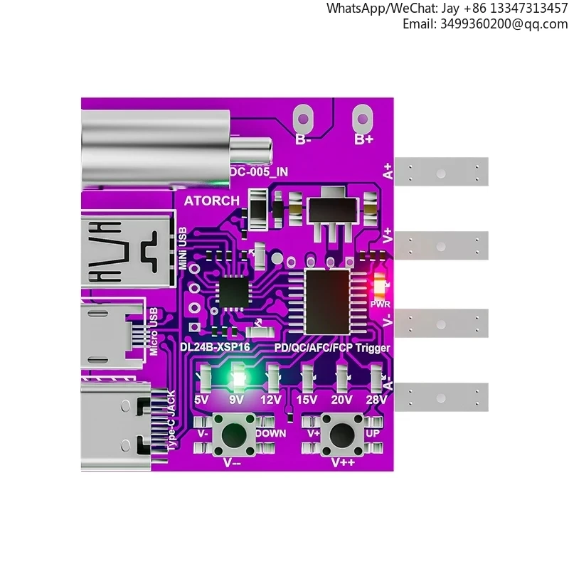 

Тестер зарядных устройств Type-C PD3.1 с протоколом быстрой зарядки, 4-проводная тестовая плата, измеритель напряжения, инструмент для тестирования нагрузки 140 Вт для тестера нагрузки DL24