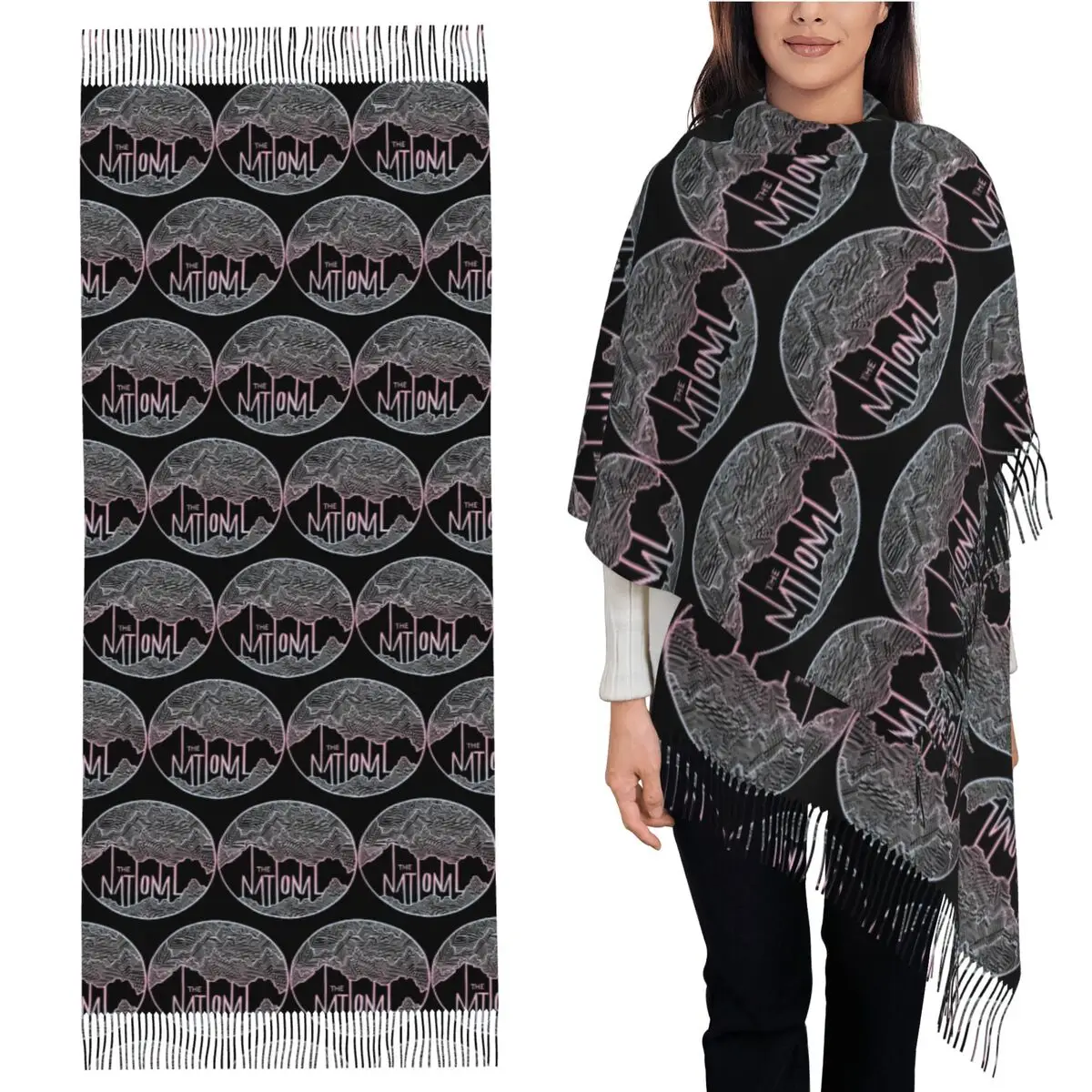 

The National Line Art Scarf Tassel Scarves for Women Soft Warm Shawls and Wraps Long Fall Winter Shawl Wrap