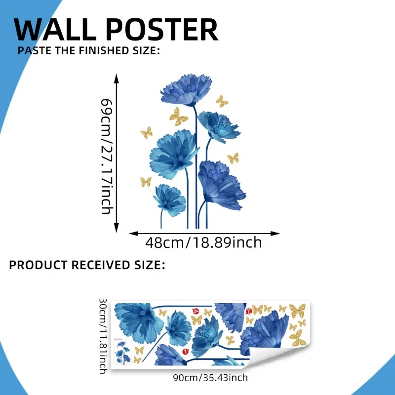 Butterflies Flower Wall Decal Modern Decorative Removable Floral Wall Sticker for Corridor Classroom Bedroom Office Kids Nursery