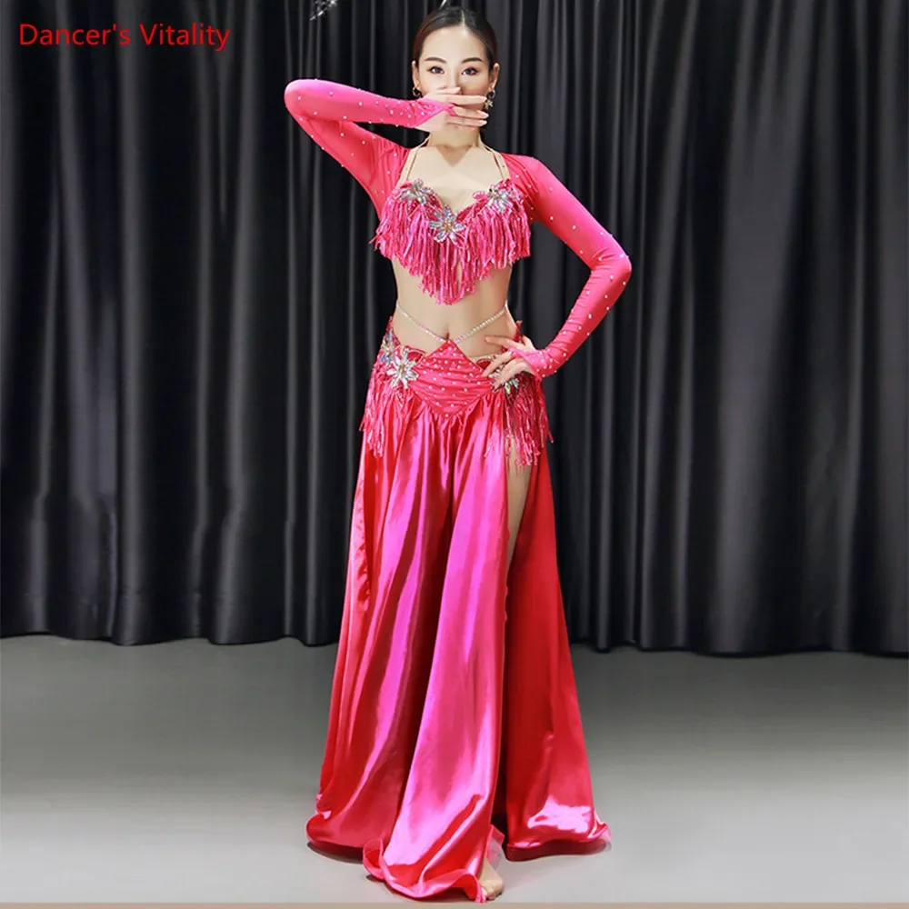 New Women Oriental Dance Costumes Top Bellydance Hip Scarf Carnaval Belly Dance Bra Long Skirt Set Performance Clothes Sexy