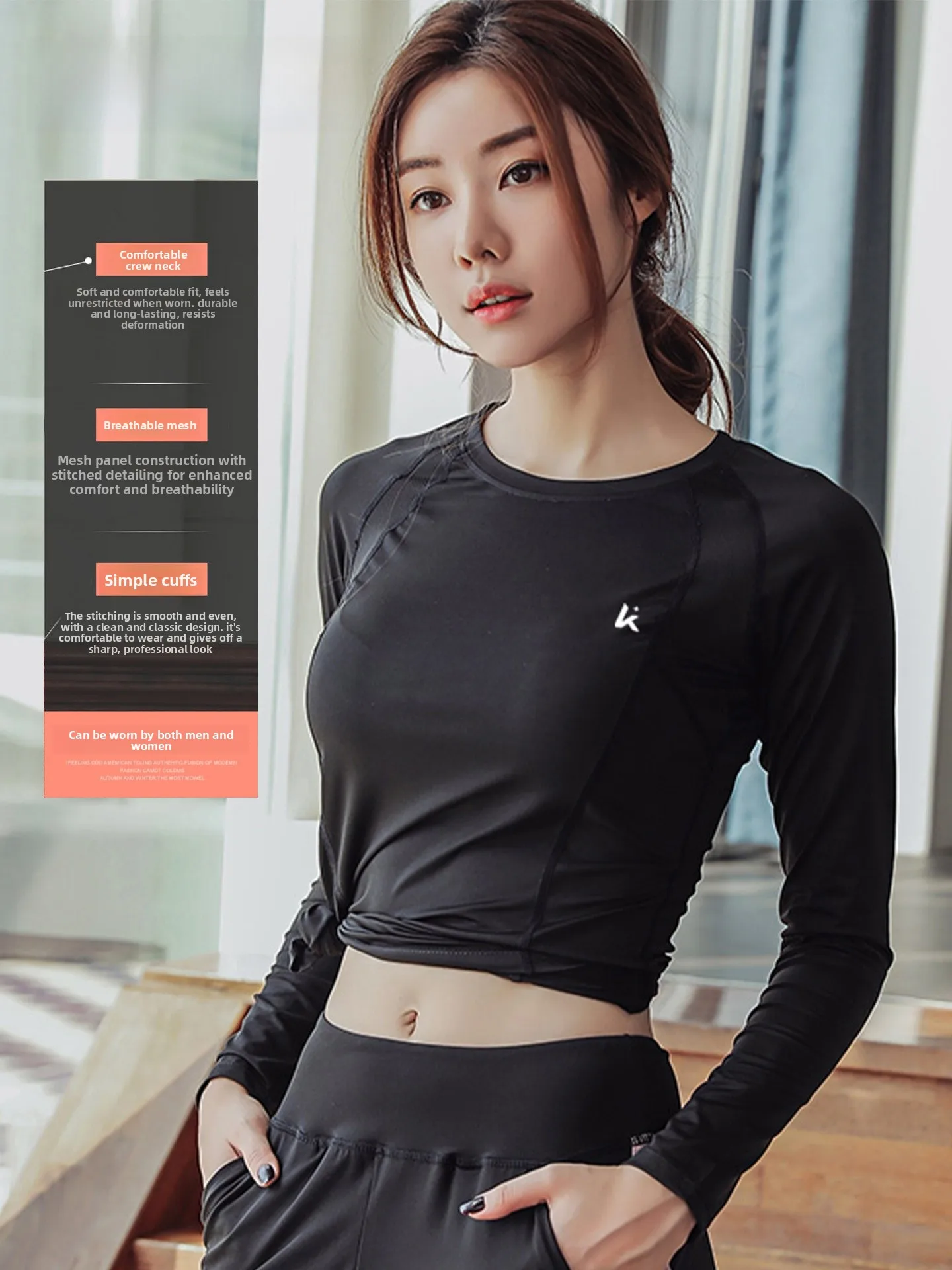 

Женская футболка Long Sve, спортивная одежда для йоги, фитнеса, бадминтона, Qui Dry, приятная для кожи, защита от ультрафиолета, повседневная одежда