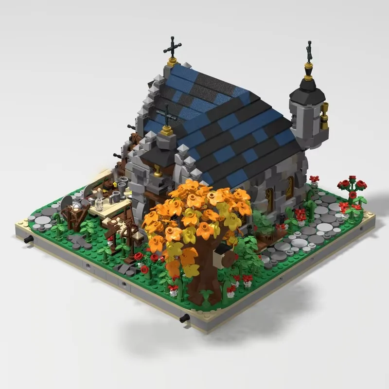 Modèle de construction d'église médiévale 2087 pièces, ensemble de jouets d'assemblage MOC, conception personnalisée, adapté à tous les amateurs d'architecture