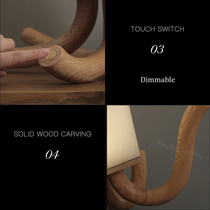 Octopus Shaped Wood+Marble Table Lamps With Touch Control Indoor Decor LED Lighting Bedroom Living Room Bedside Study Desk Lamp