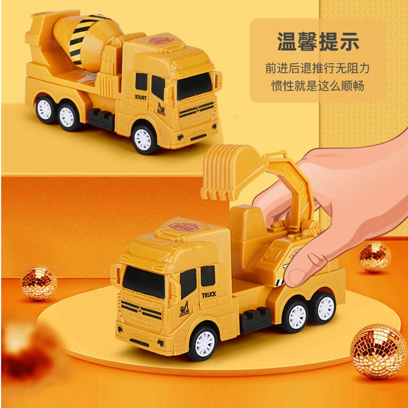 Inertial Pull Back Car Multifunctional Engineering Vehicle Excavator Crane Dump Truck Boy Toy Birthday Gifts Party Gifts