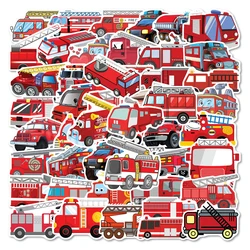 10/30/50/100PCS Cartoon Fire Engine Stickers Kids Decals Toy DIY Notebook Suitcase Phone Fridge Bike PVC Waterproof Sticker Gift