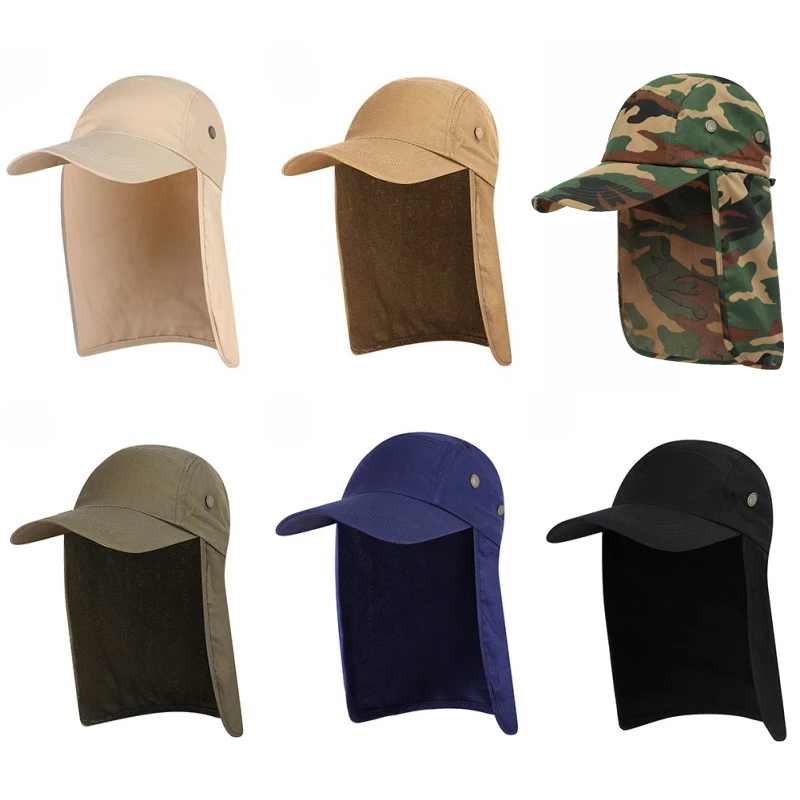 Outdoor Sport Sun Caps Hiking Camping Visor Hat Men Sun Protection Cap Wide Brim Fishing Sun Cap Hat with Neck Flap