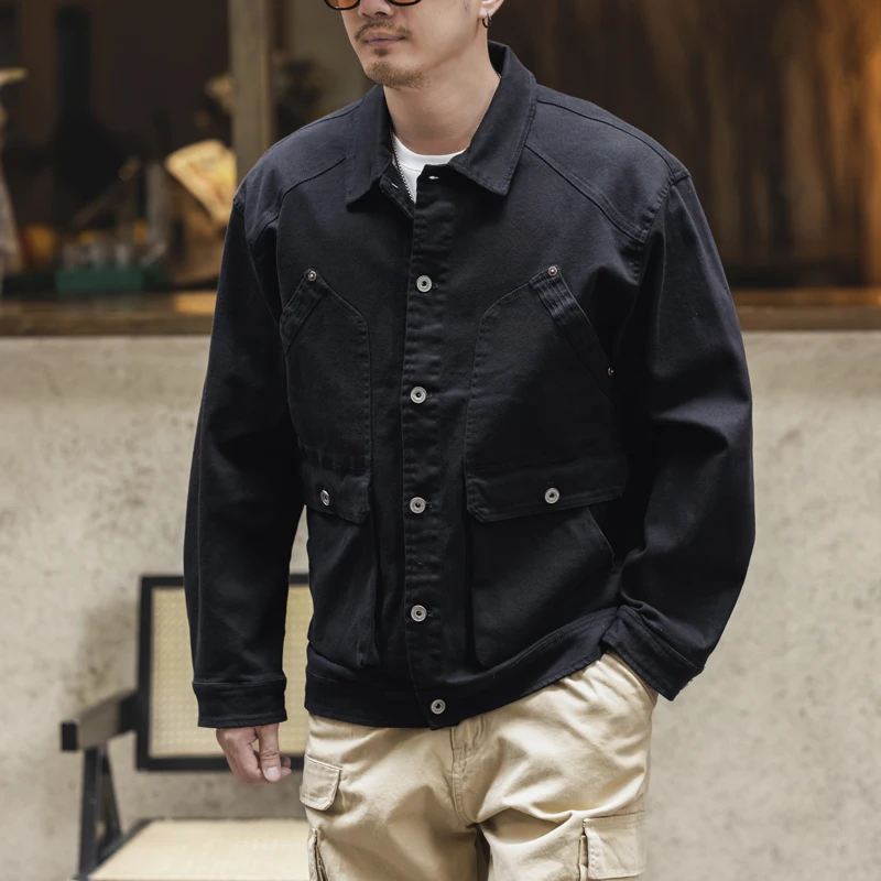 الأمريكية الرجعية منتصف الوزن الصيد سترة قطن الرجال فضفاضة كبيرة الحجم عادية الرجل الصلب عمال معطف الخريف نمط جديد #4