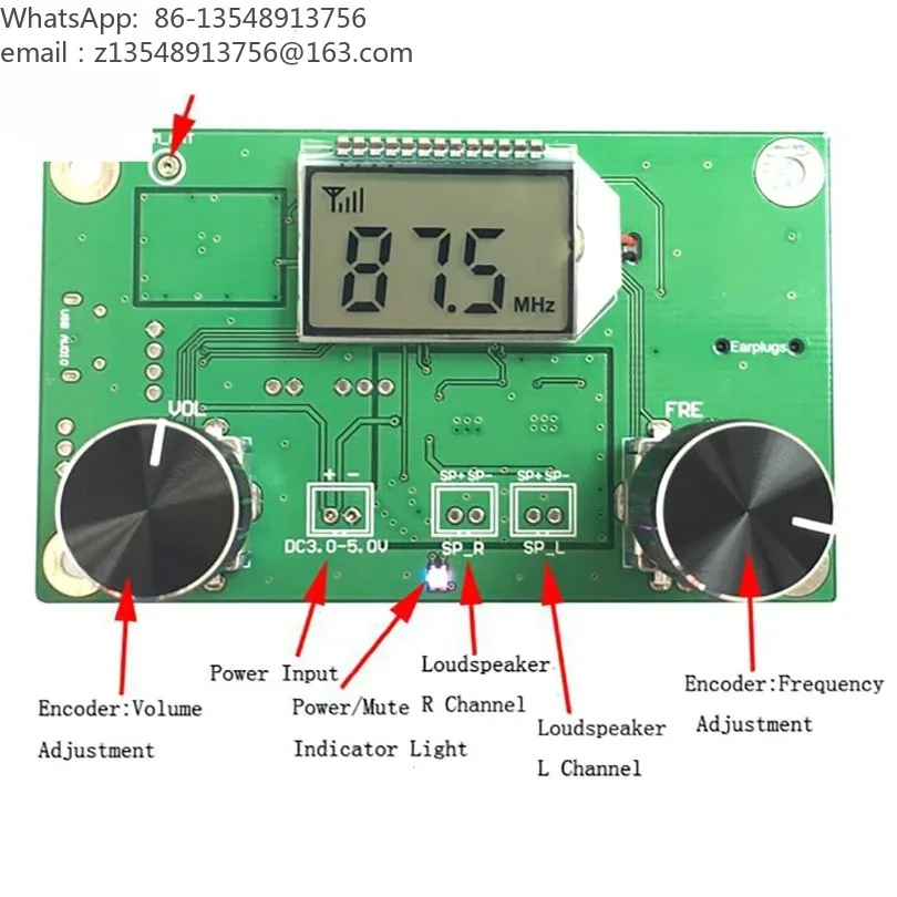 DSP PLL Digital Stereo FM Radio Receiver Module 87-108MHz With Serial Control Frequency Range 50Hz-18KHz