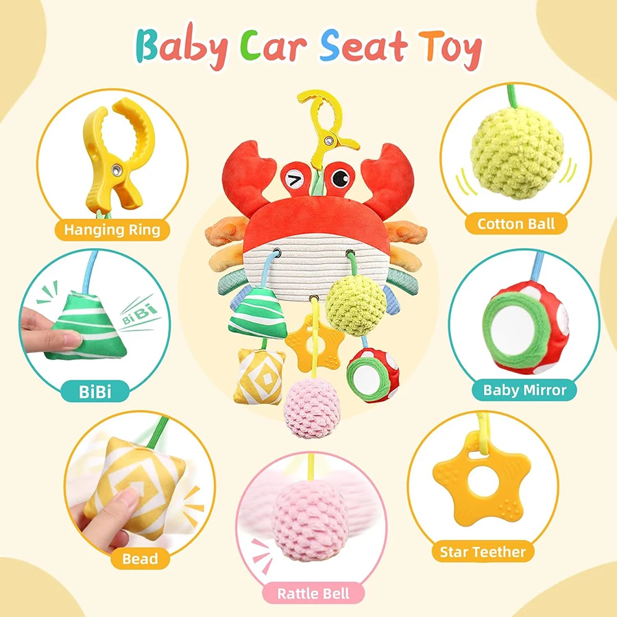Car Seat Toys Newborn Toys Stroller Toy Baby Toys Carseat Toy for Infants for Carseat Stroller Crib with Music Rattles Teether